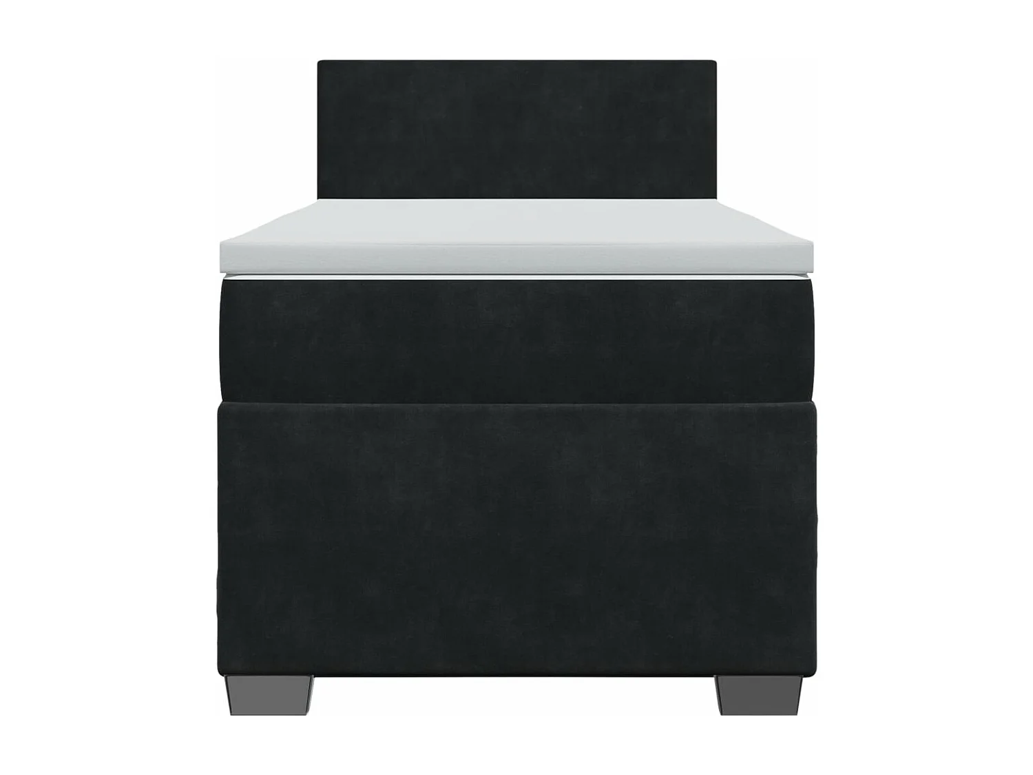 Cama box spring con colchón terciopelo negro 80x200 cm ES359810