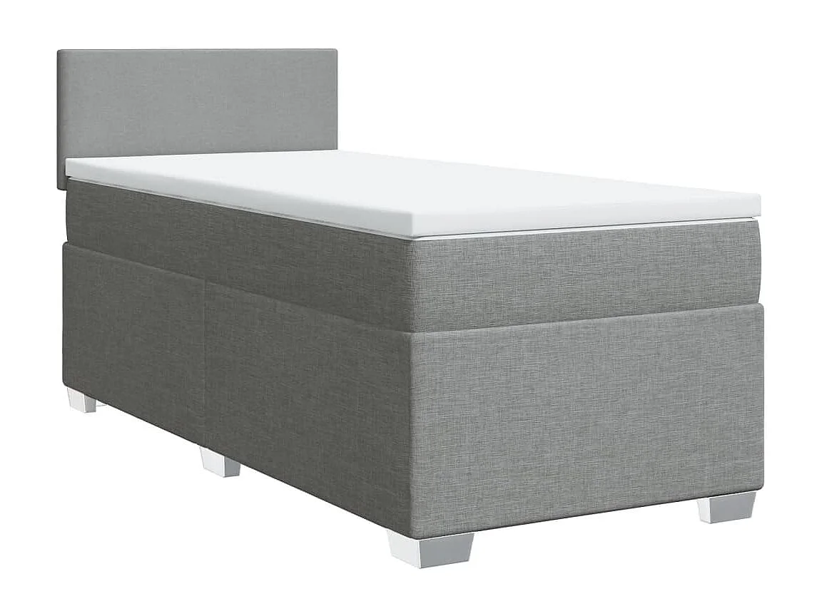 Cama box spring - 90x190 cm com molas/colchão tecido cinzento-claro PT683408