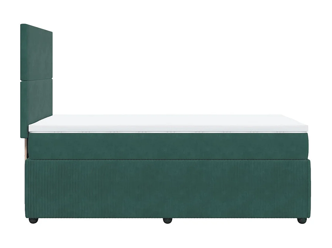 Cama box spring - 80x200 cm com molas/colchão veludo verde-escuro PT648697