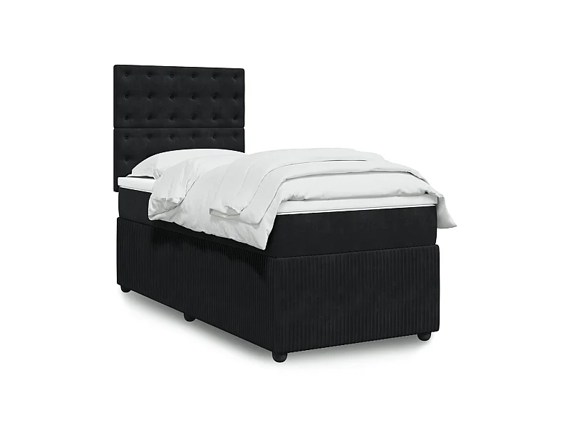 Cama box spring - 80x200 cm com molas/colchão veludo preto PT155643