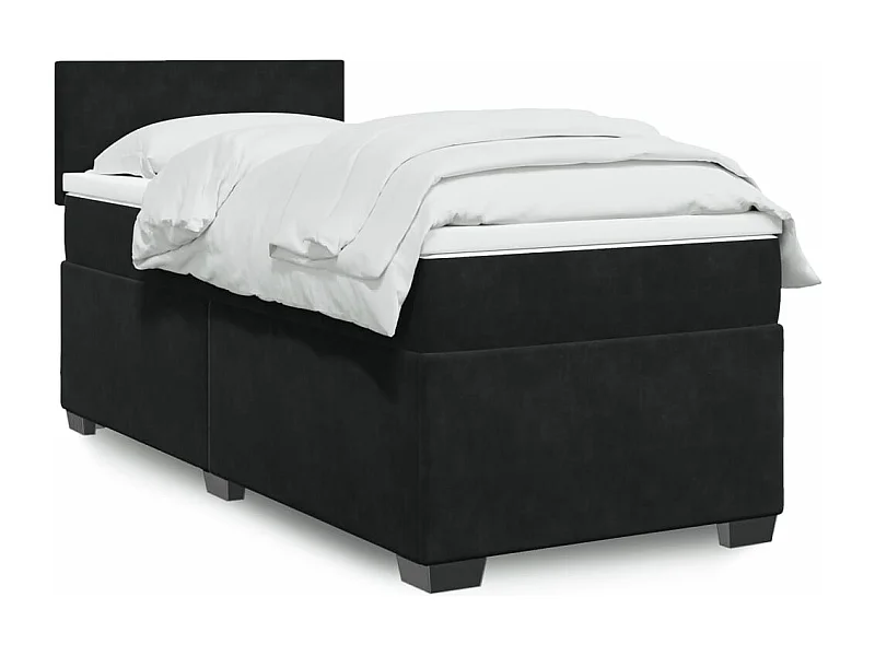 Ensemble complet boxspring + matelas Noir 90x190 cm Velours FR10903
