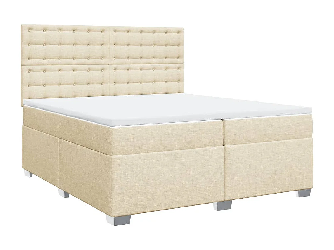 Cama box spring con colchón tela color crema 200x200 cm ES947823