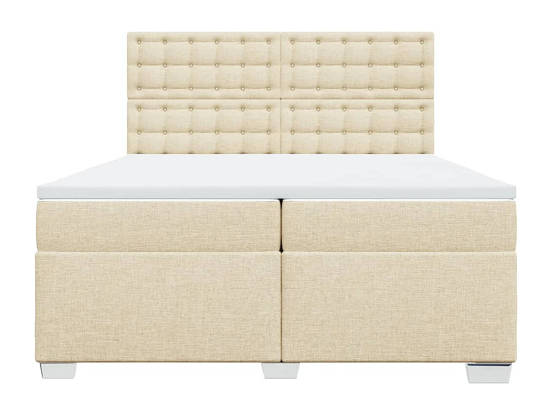 Cama box spring con colchón tela color crema 200x200 cm ES947823