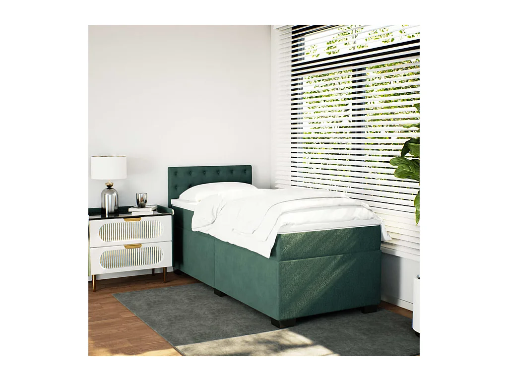 Sommier à lattes de lit et matelas Vert foncé 80x200 cm Velours FR21241