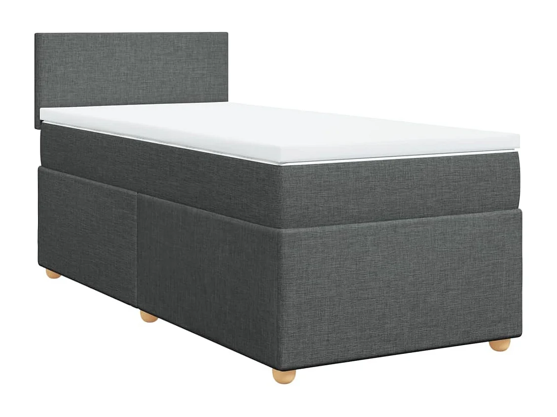 Cama box spring - com colchão solteiro tecido cinzento-escuro PT286344