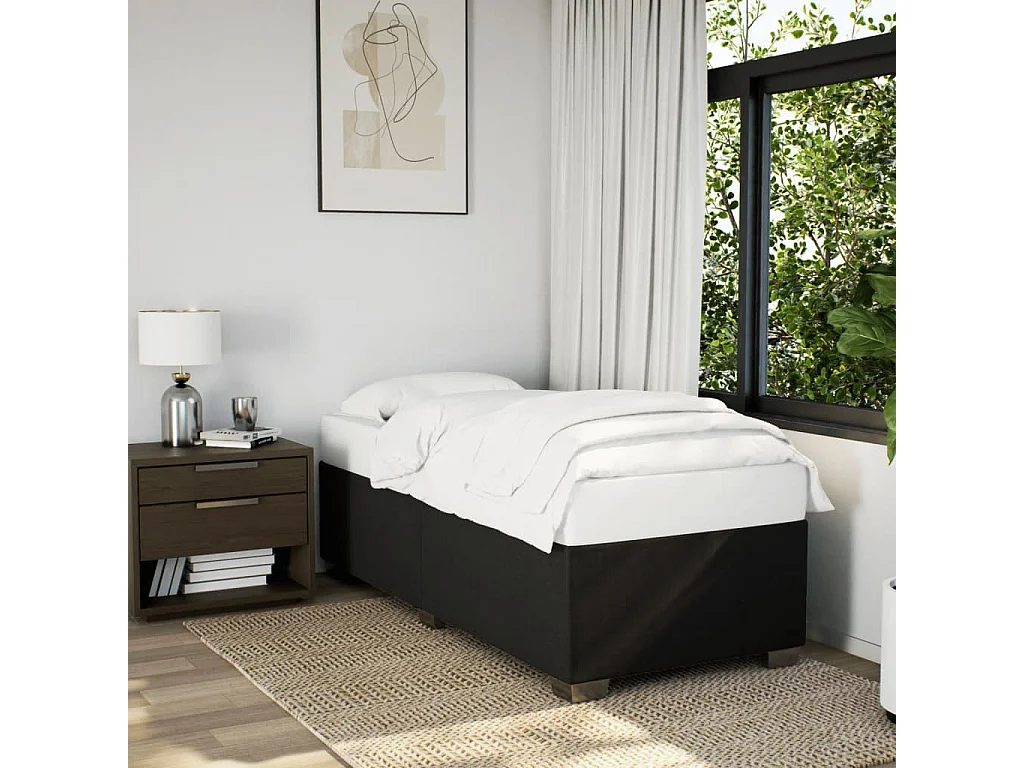 Ensemble complet boxspring + matelas Noir 90x190 cm Tissu FR42667