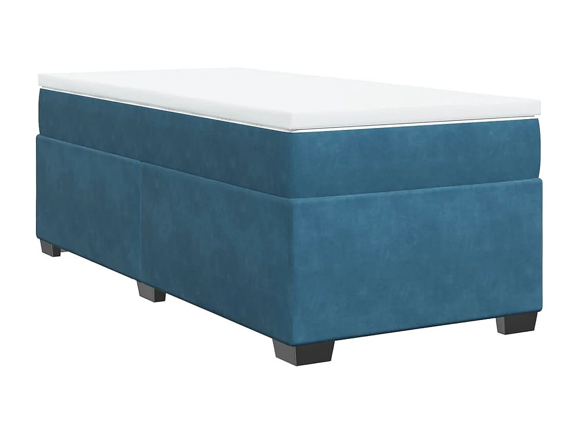 Cama box spring con colchón terciopelo azul oscuro 90x200 cm ES634600