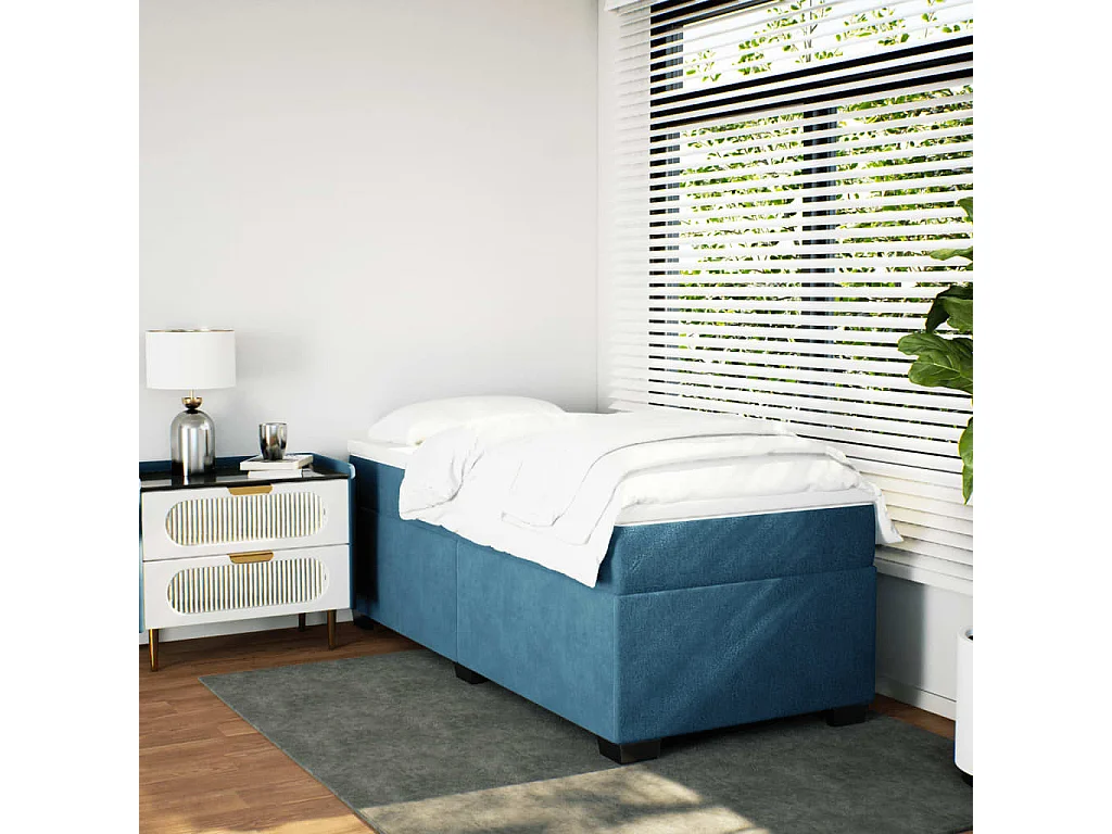 Ensemble complet boxspring + matelas Bleu foncé 90x200 cm FR65607