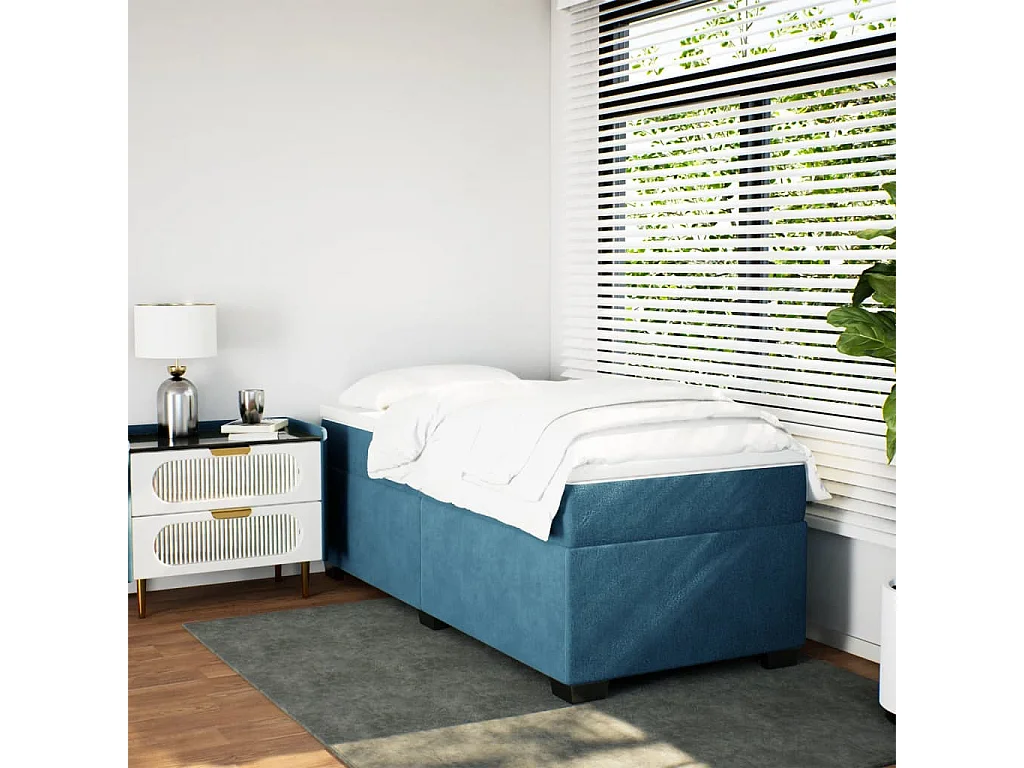Sommier à lattes de lit et matelas Bleu foncé 80x200 cm Velours FR79135