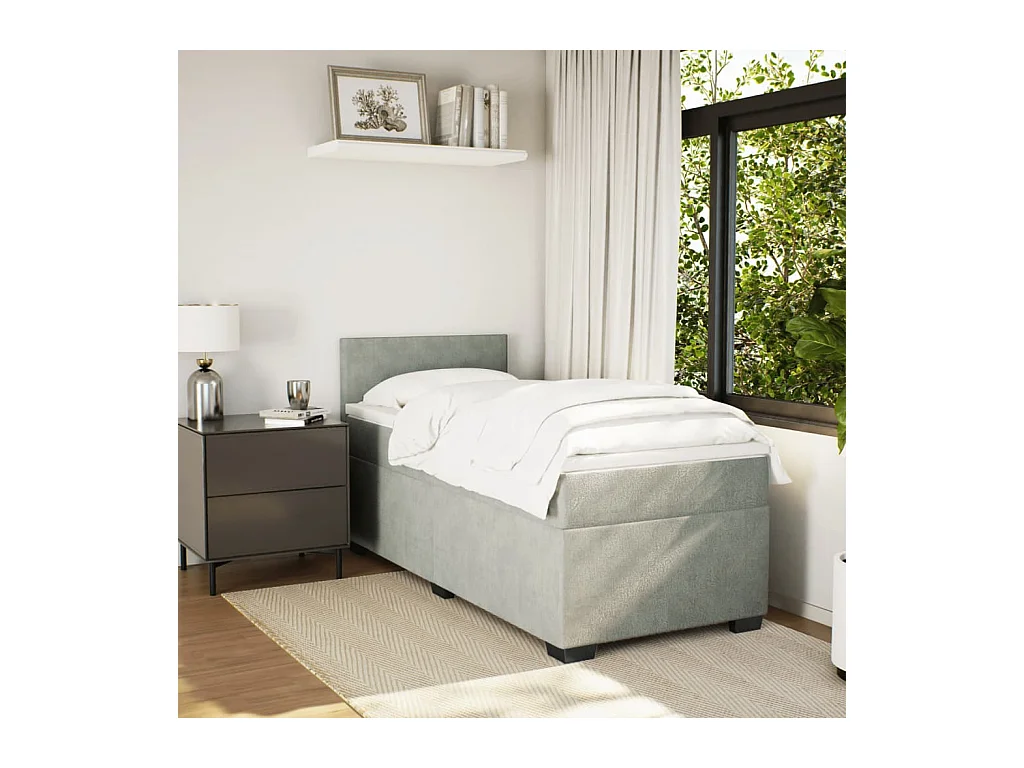 Sommier à lattes de lit et matelas Gris clair 90x190 cm Velours FR27024