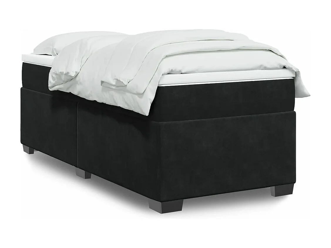 Cama box spring - 100x200 cm com molas/colchão veludo preto PT129844