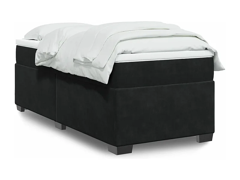 Cama box spring - 100x200 cm com molas/colchão veludo preto PT129844