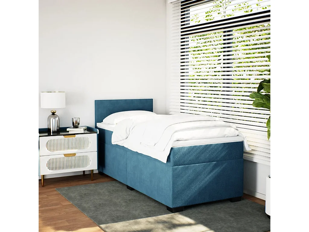 Boxspring met matras fluweel donkerblauw 80x200 cm BE192272