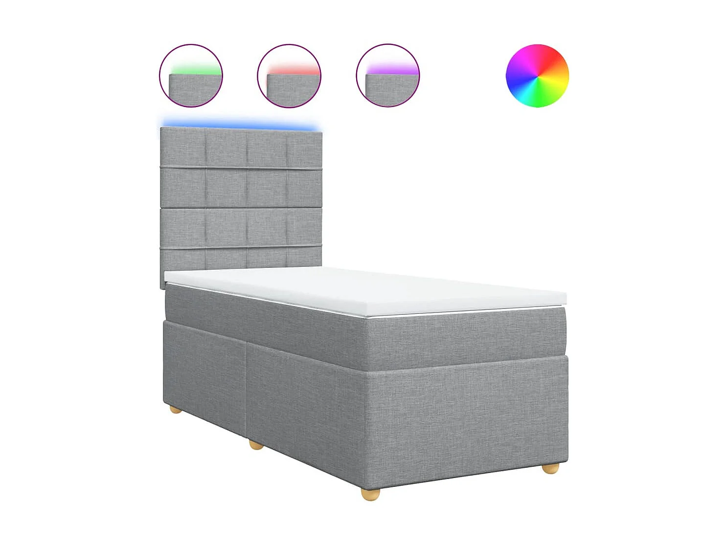 Ensemble complet boxspring + matelas gris clair 80x200 cm tissu FR75705
