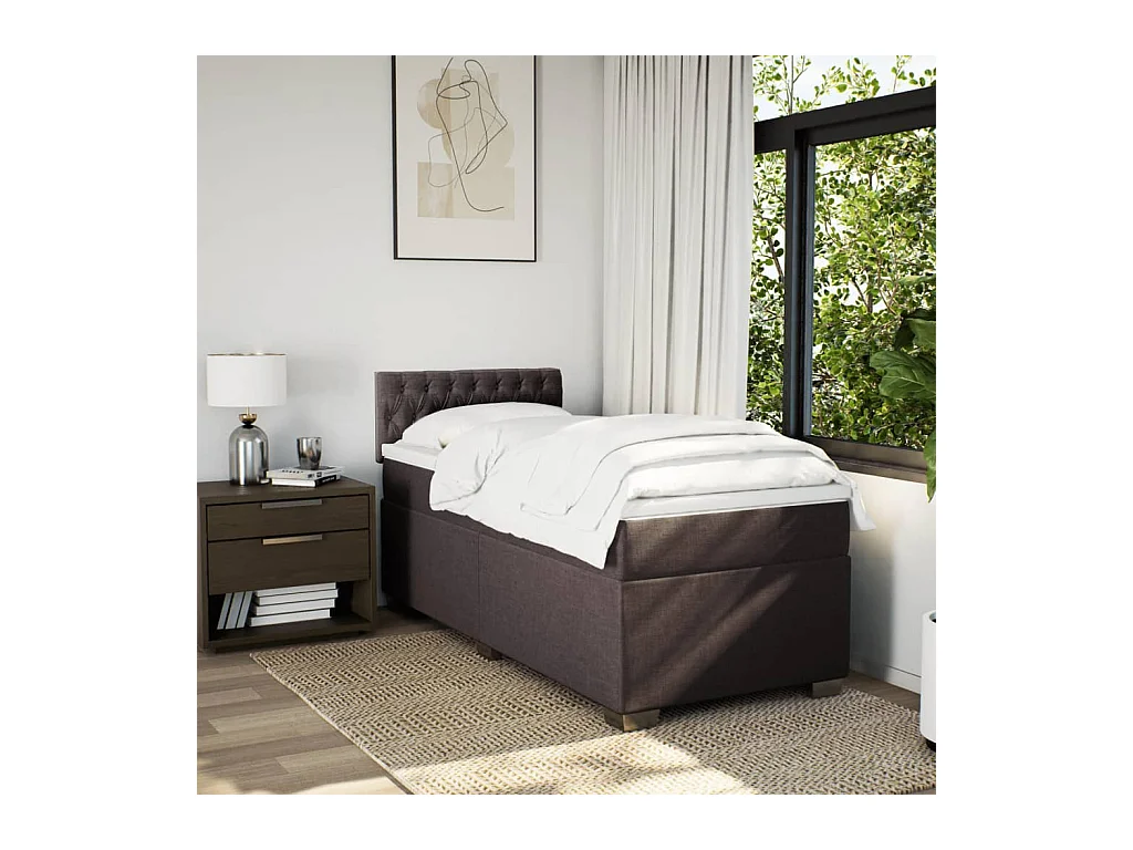 Ensemble complet boxspring + matelas Marron foncé 80x200 cm FR50023