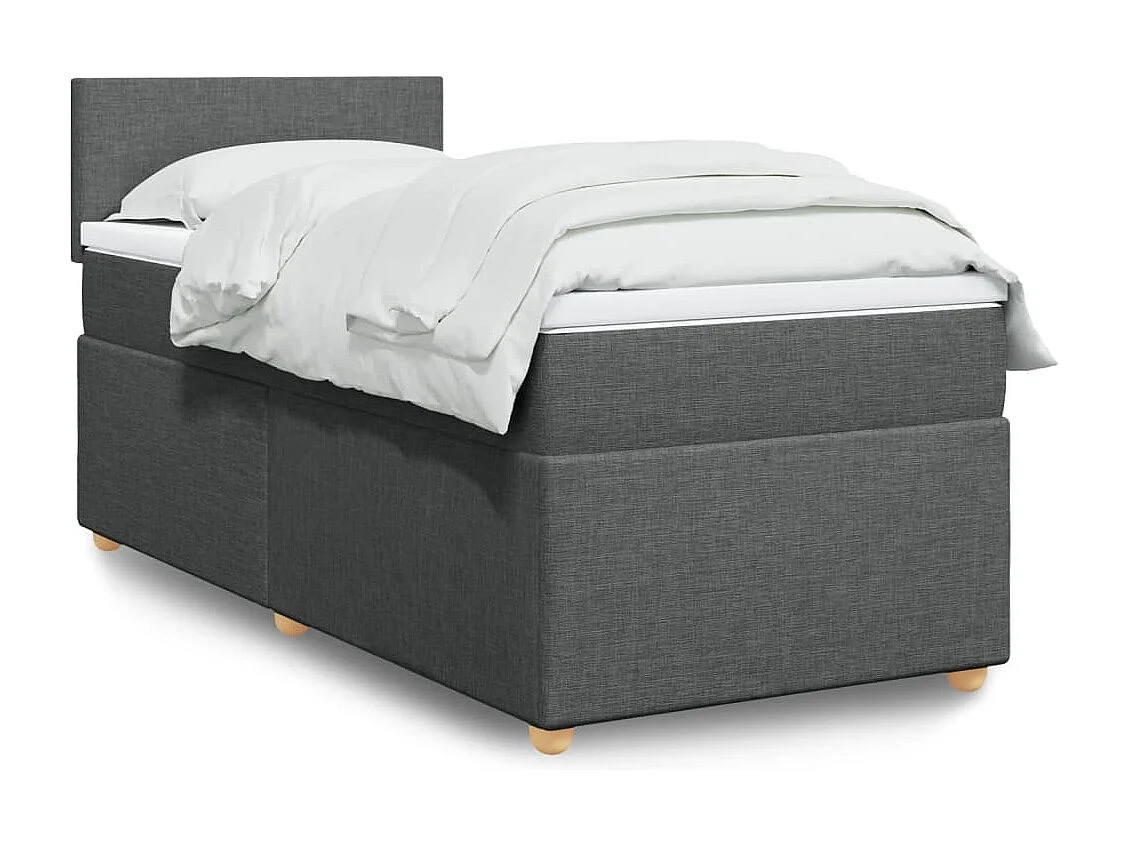 Cama box spring - 90x190 cm com molas/colchão tecido cinza-escuro PT209421