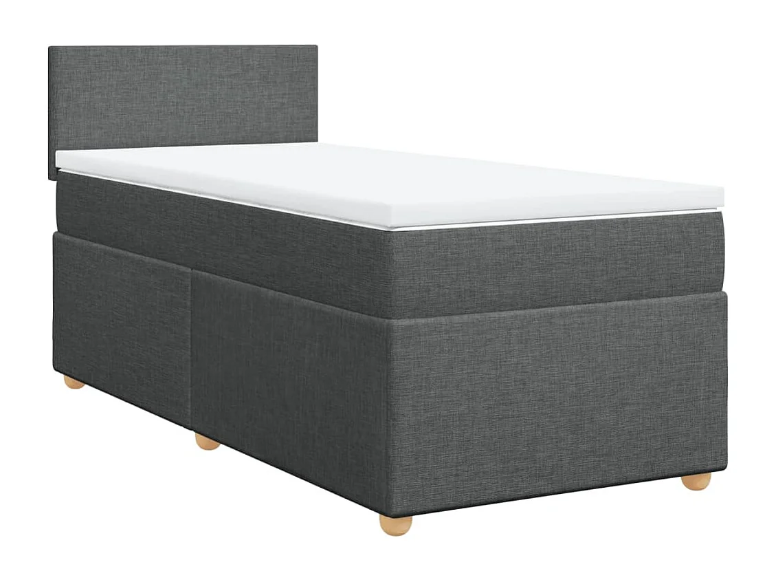 Cama box spring - 90x190 cm com molas/colchão tecido cinza-escuro PT209421