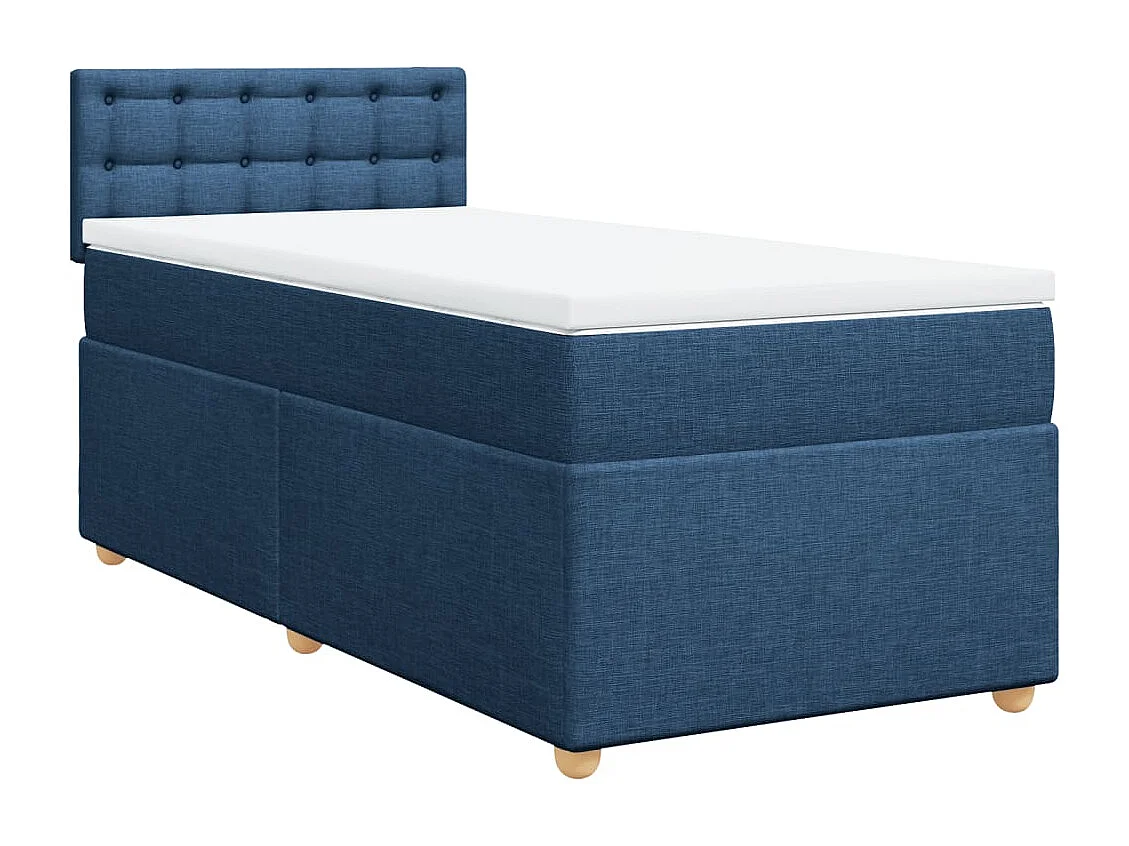 Cama box spring con colchón tela azul 80x200 cm ES223393