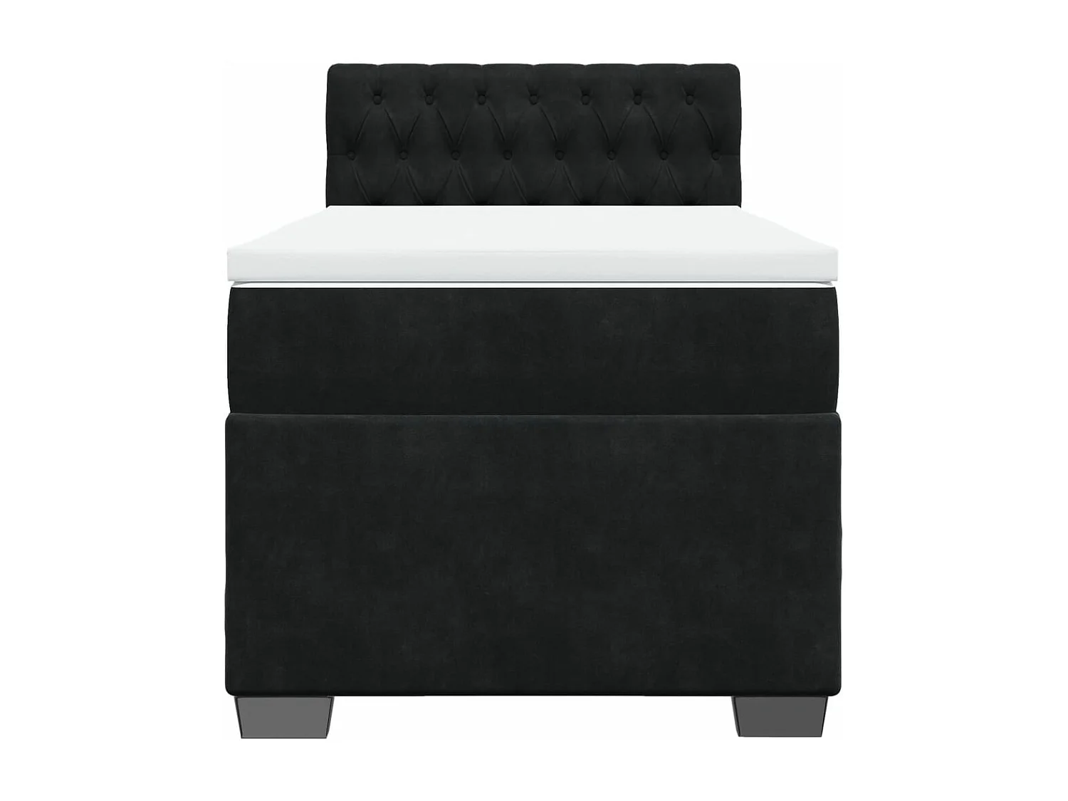 Cama box spring con colchón terciopelo negro 80x200 cm ES126597