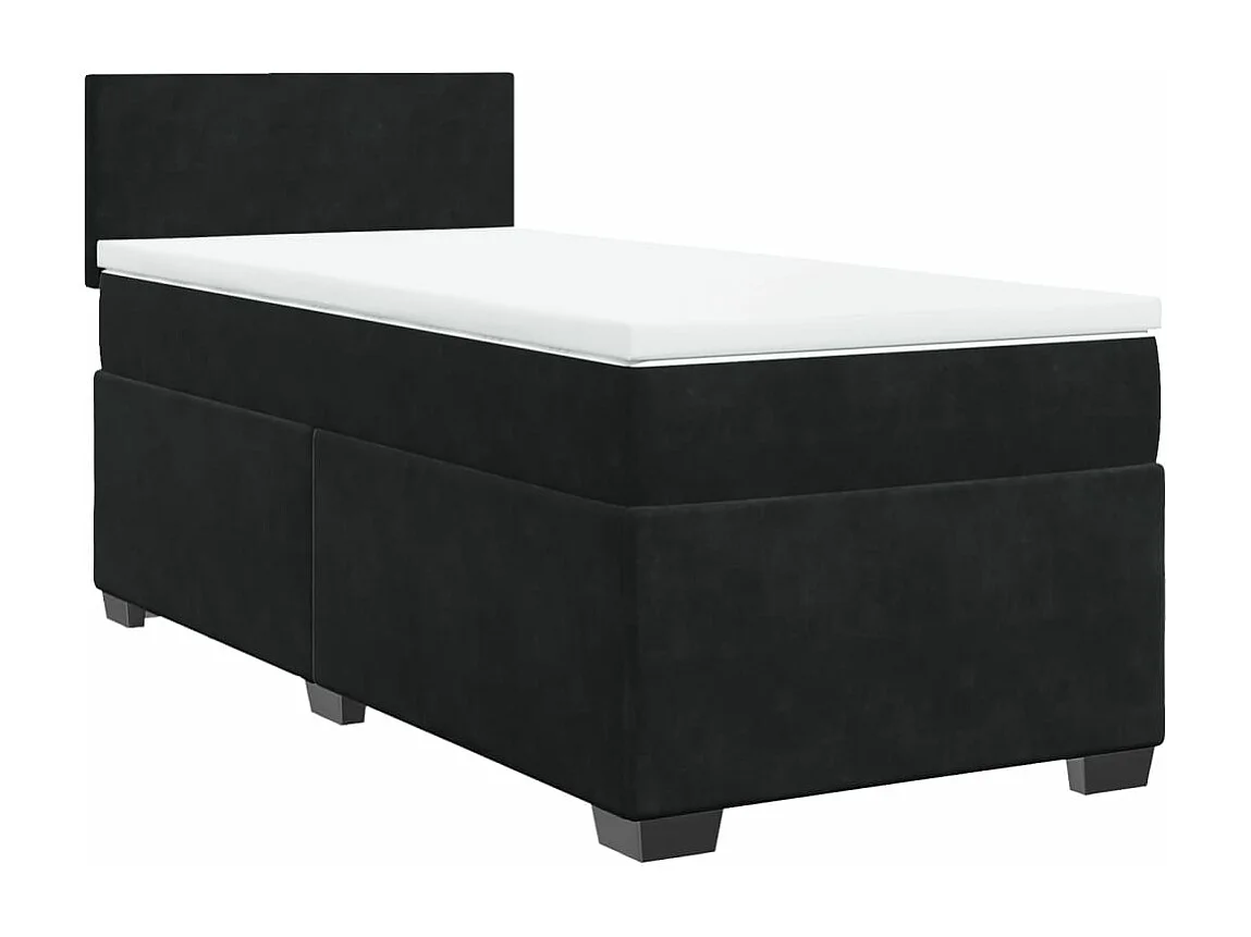 Cama box spring con colchón terciopelo negro 100x200 cm ES936472