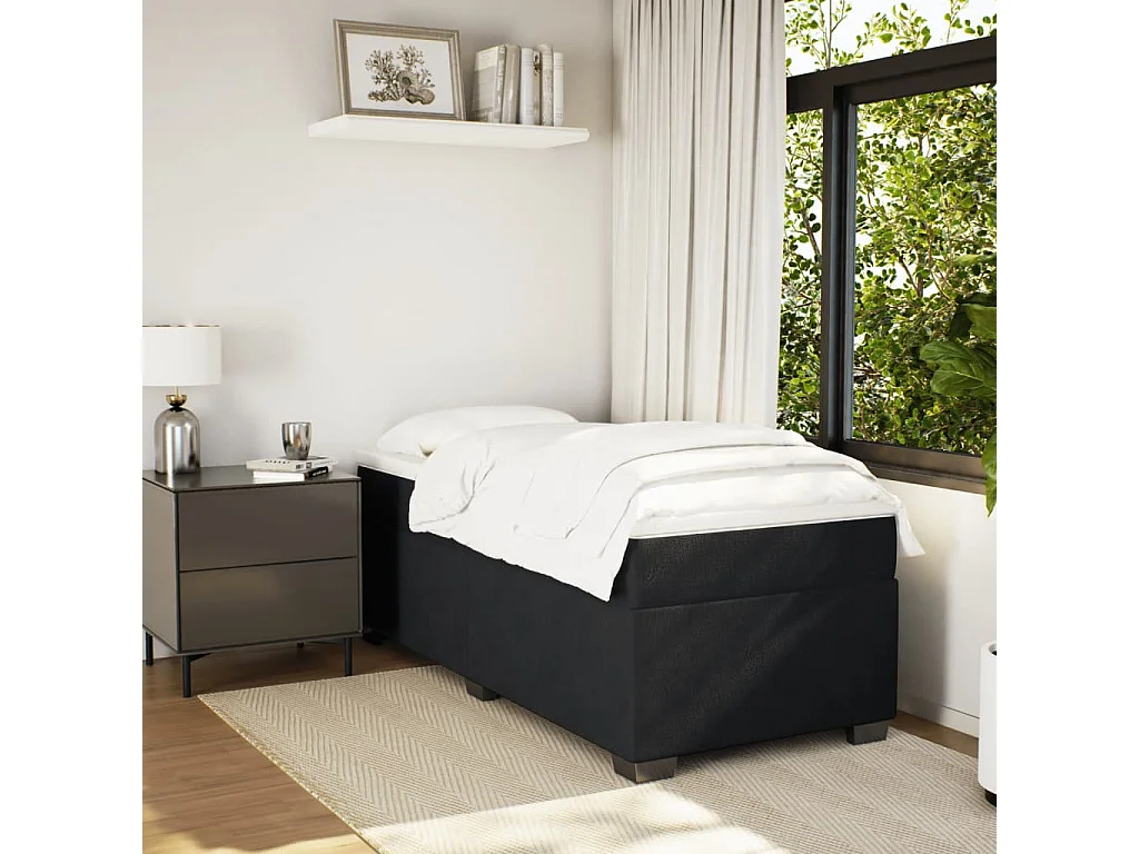 Ensemble complet boxspring + matelas Noir 90x190 cm Velours FR72557
