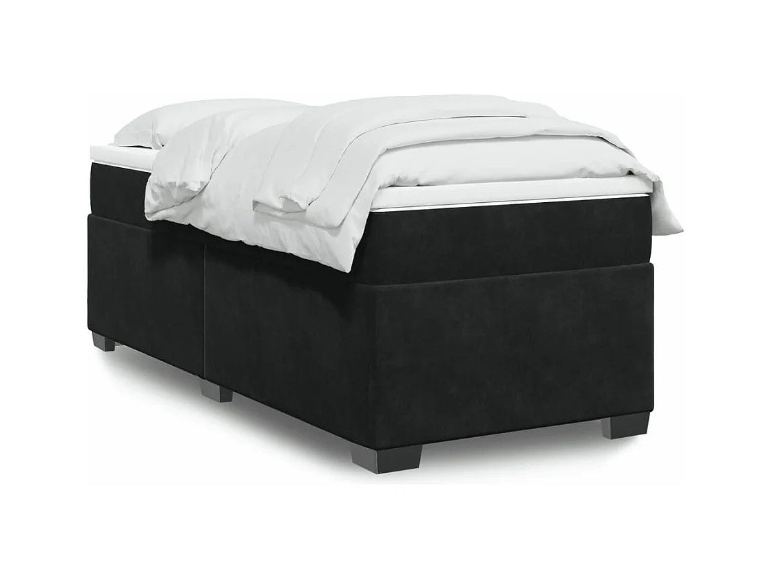 Ensemble complet boxspring + matelas Noir 90x190 cm Velours FR72557