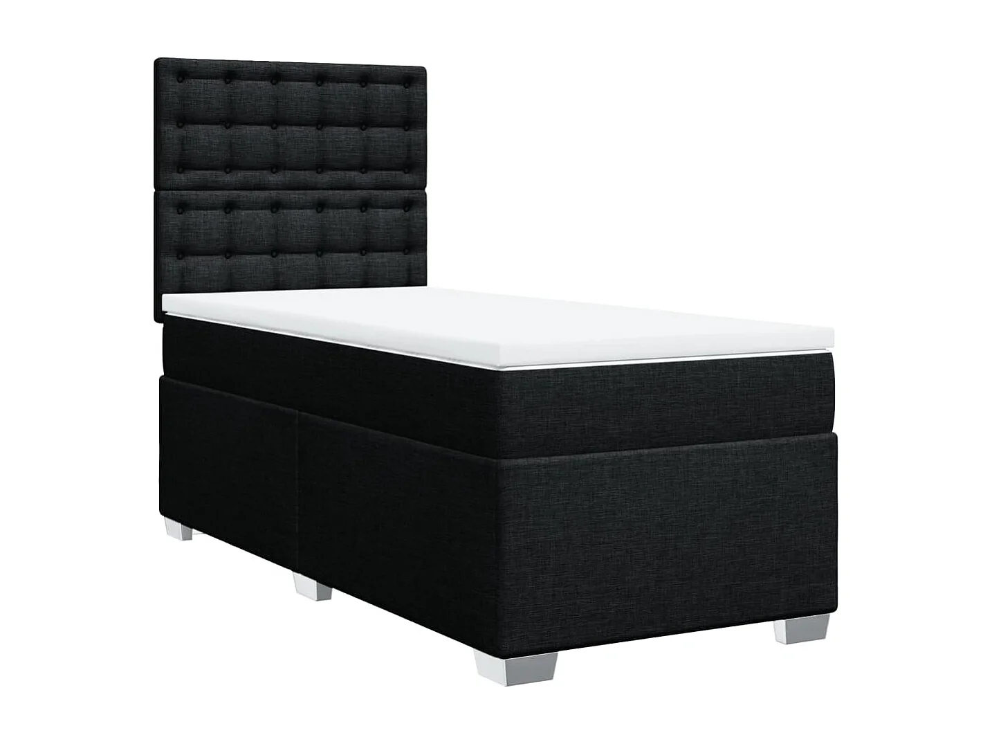 Cama box spring - 80x200 cm com molas/colchão tecido preto PT721494
