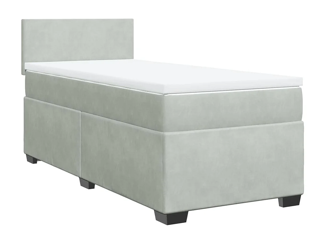 Cama box spring - 90x190 cm com molas/colchão veludo cinza-claro PT152613