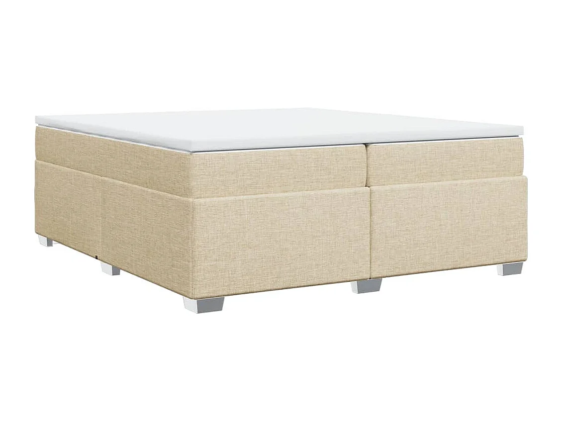 Cama box spring con colchón tela color crema 200x200 cm ES803520