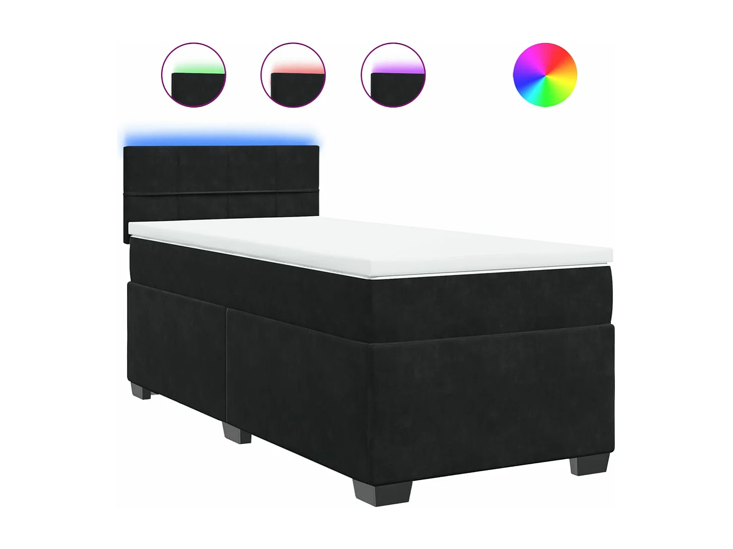 Cama box spring - com colchão solteiro veludo preto PT604563