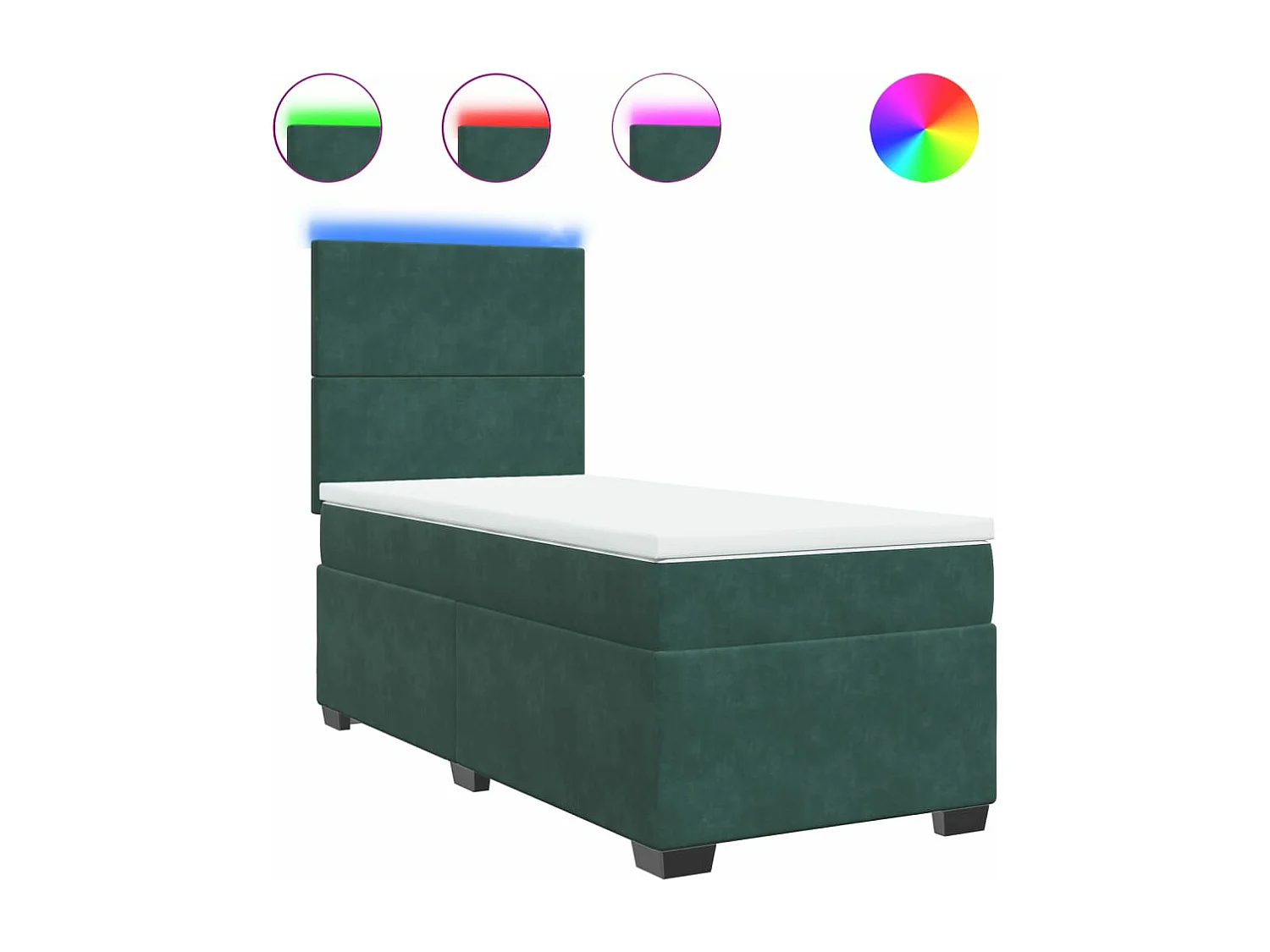 Cama box spring - 80x200 cm com molas/colchão veludo verde-escuro PT750998