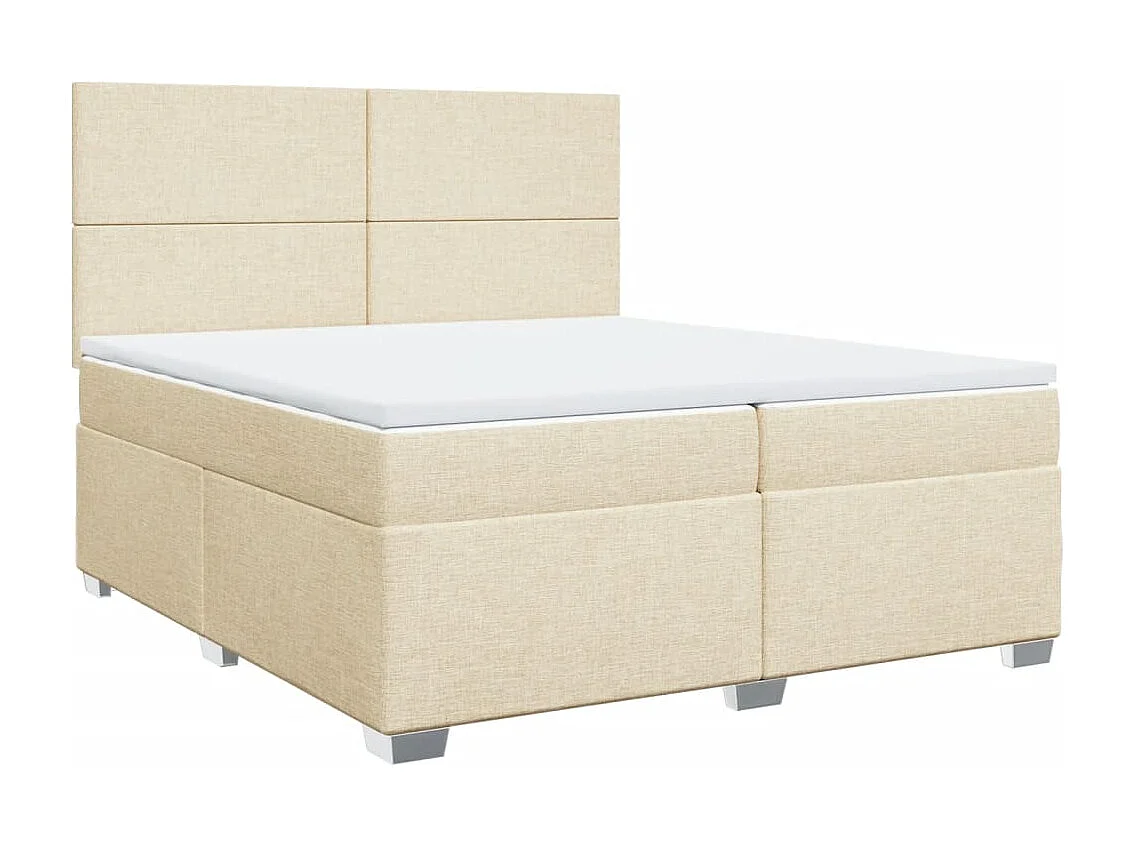 Cama box spring con colchón tela color crema 200x200 cm ES193212