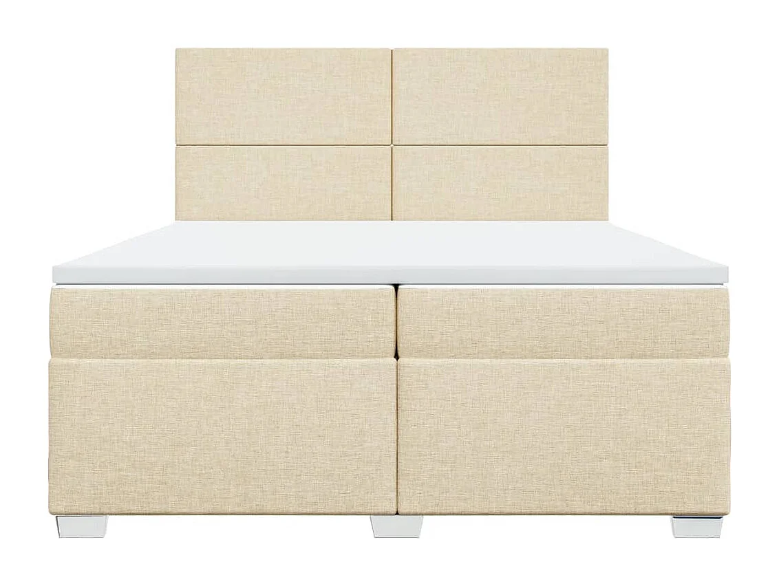 Cama box spring con colchón tela color crema 200x200 cm ES193212