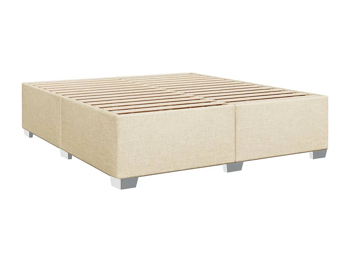 Cama box spring con colchón tela color crema 200x200 cm ES193212