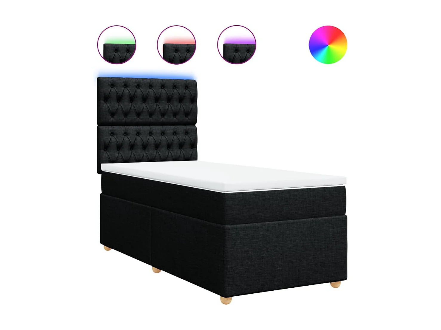 Cama box spring - 80x200 cm com molas/colchão tecido preto PT566657