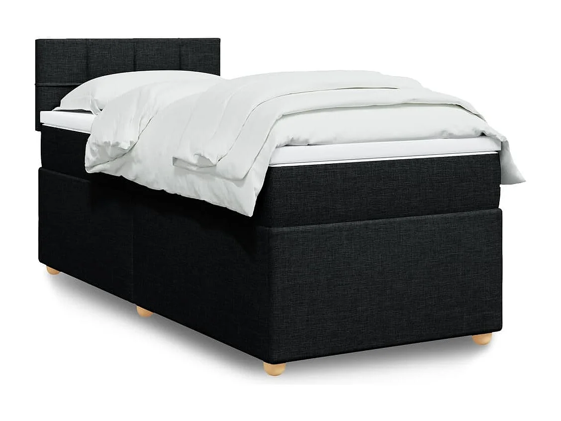 Cama box spring con colchón tela negro 80x200 cm ES381584