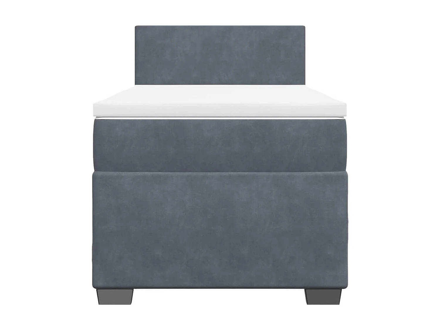 Cama box spring con colchón terciopelo gris oscuro 90x190 cm ES219211