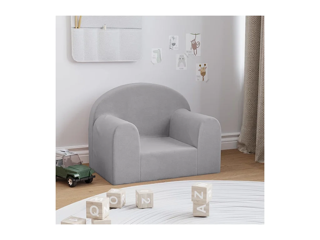 Canapé pour enfants gris clair peluche douce FR148962