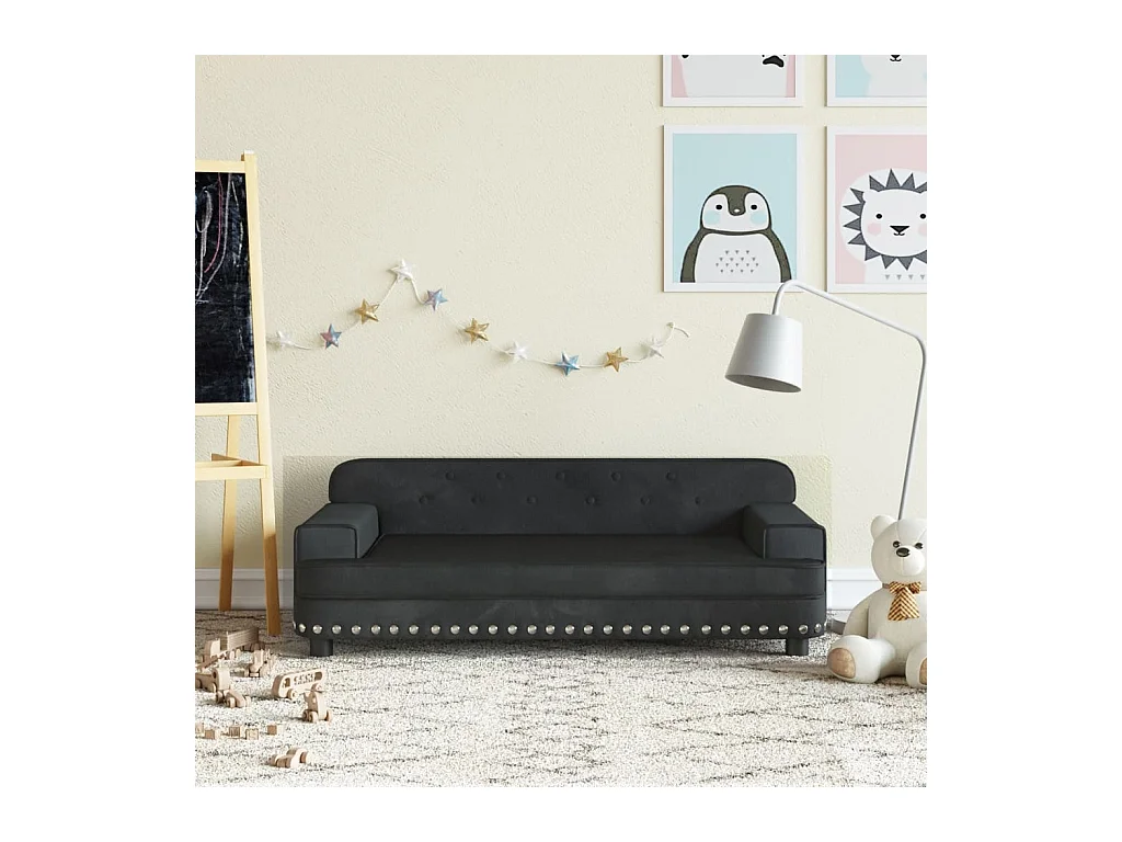Canapé pour enfants noir 90x53x30 cm velours FR740717