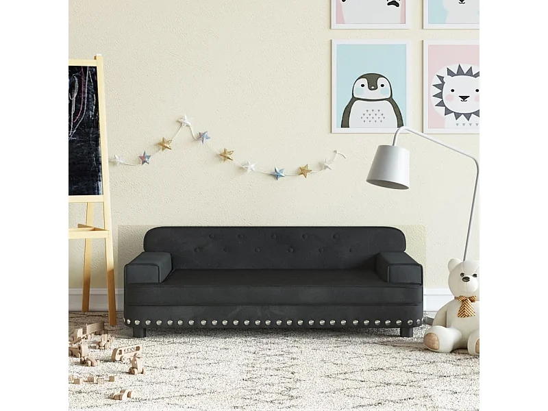 Canapé pour enfants noir 90x53x30 cm velours FR740717