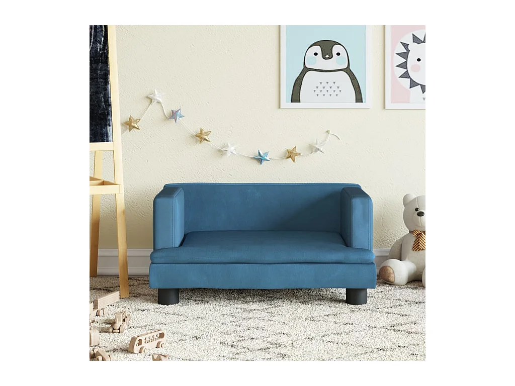 Canapé pour enfants bleu 60x40x30 cm velours FR171389