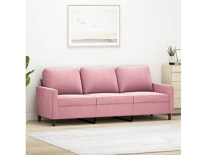 Zerodis Canapé à 3 places Rose 180 cm Velours LF044 - Maison