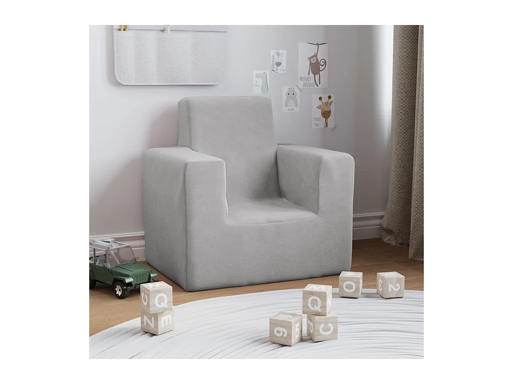 Sofá para niños felpa suave gris claro ES548103