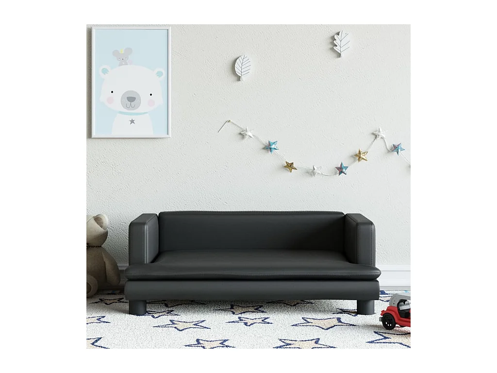 Canapé pour enfants noir 80x45x30 cm similicuir FR345290