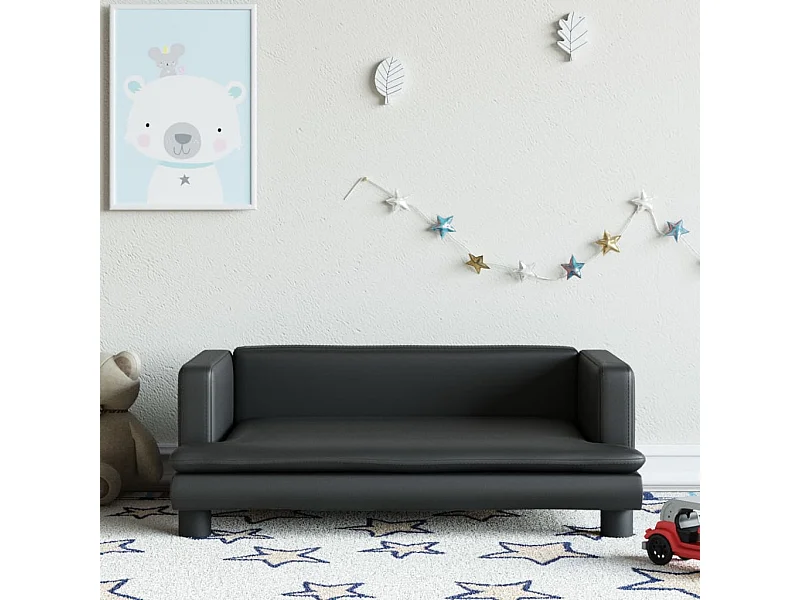 Canapé pour enfants noir 80x45x30 cm similicuir FR345290