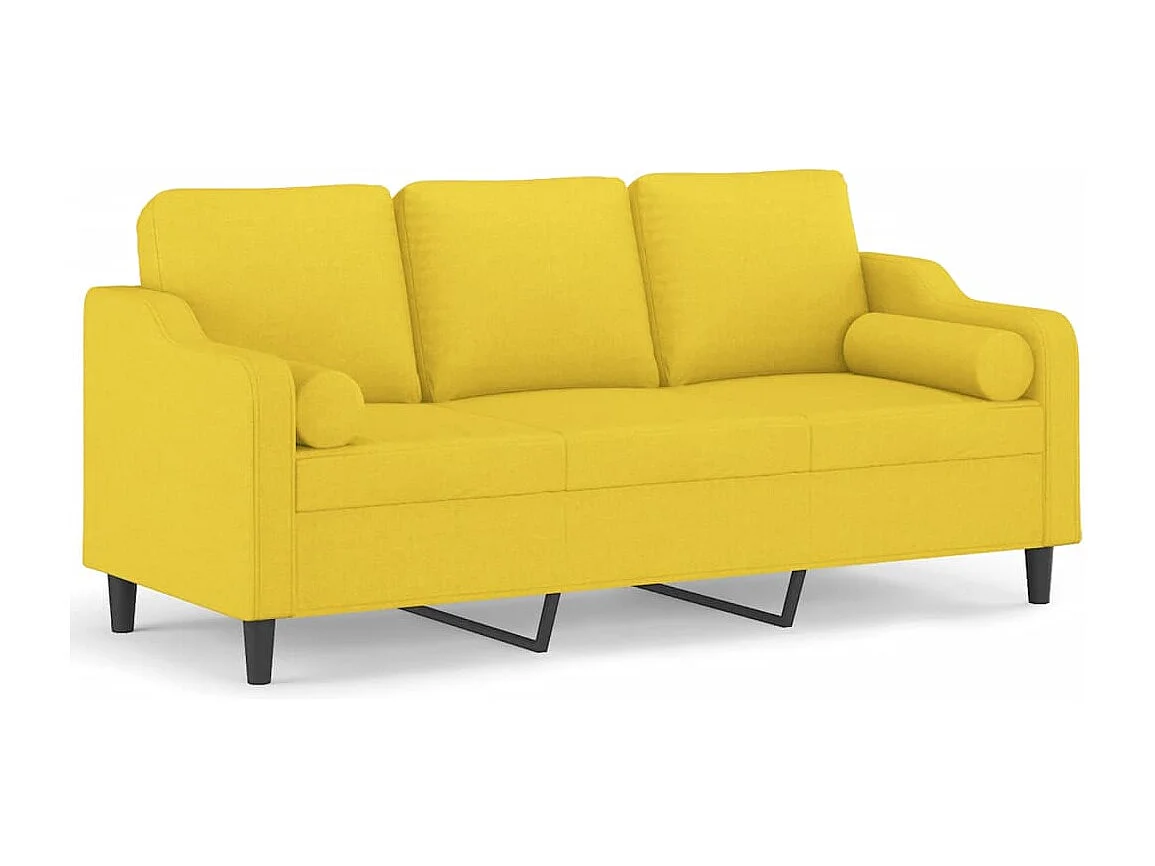 Driezitsbank met sierkussens 180 cm stof lichtgeel BE377421