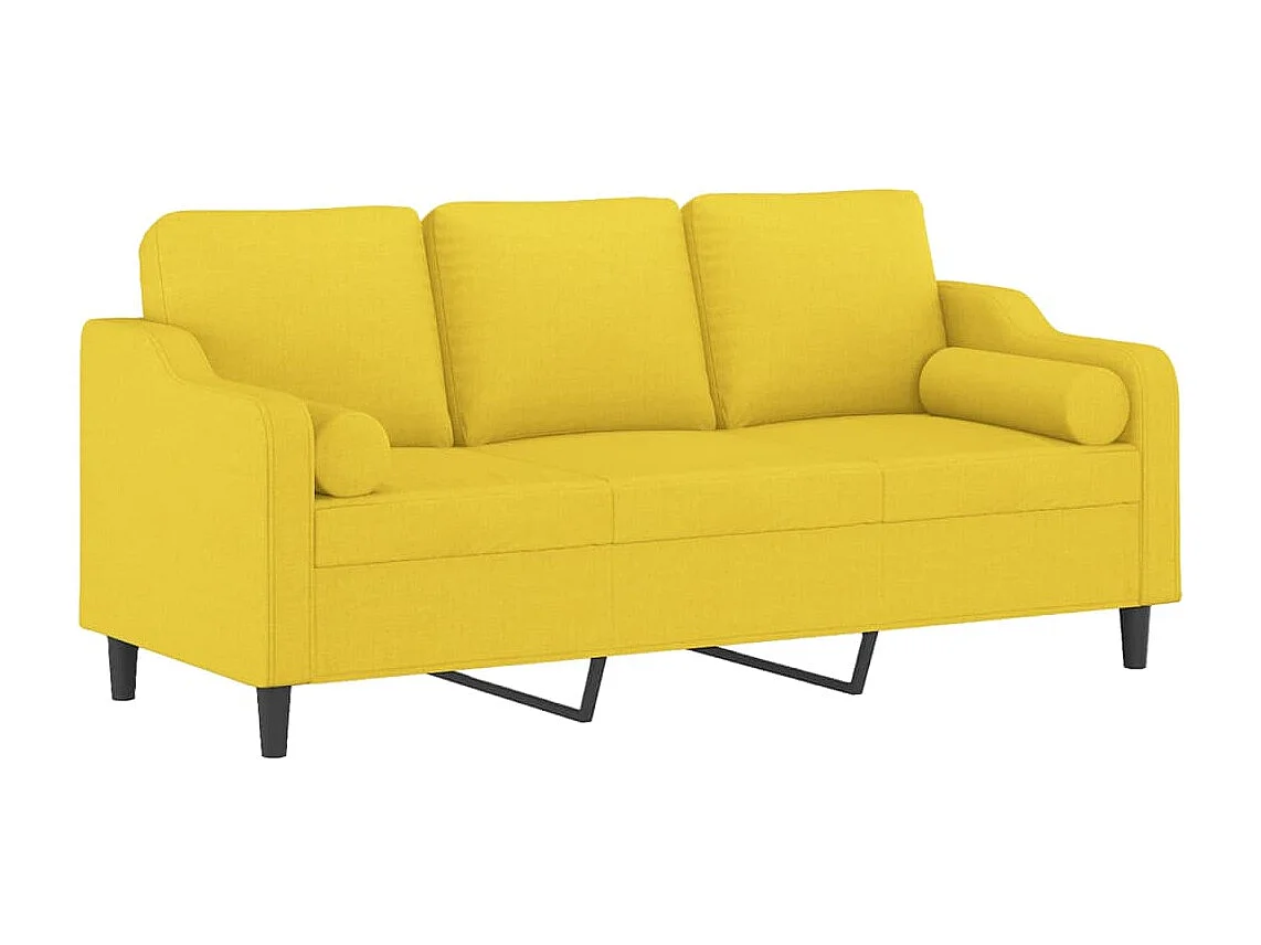 Driezitsbank met sierkussens 180 cm stof lichtgeel BE377421