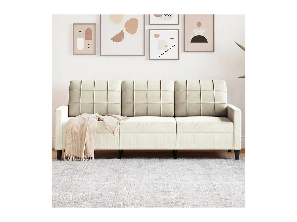 Canapé à 3 places Crème 180 cm Velours FR824573