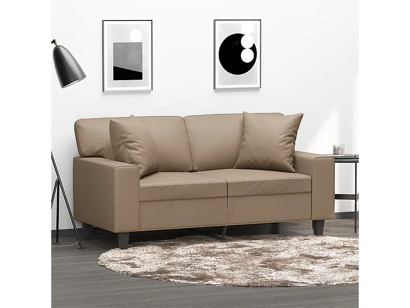 Canapé 2 places avec oreillers cappuccino 120 cm similicuir FR354651