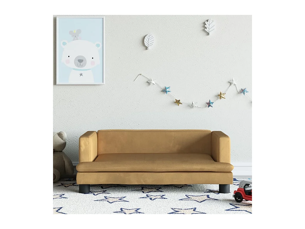Canapé pour enfants marron 80x45x30 cm velours FR949240